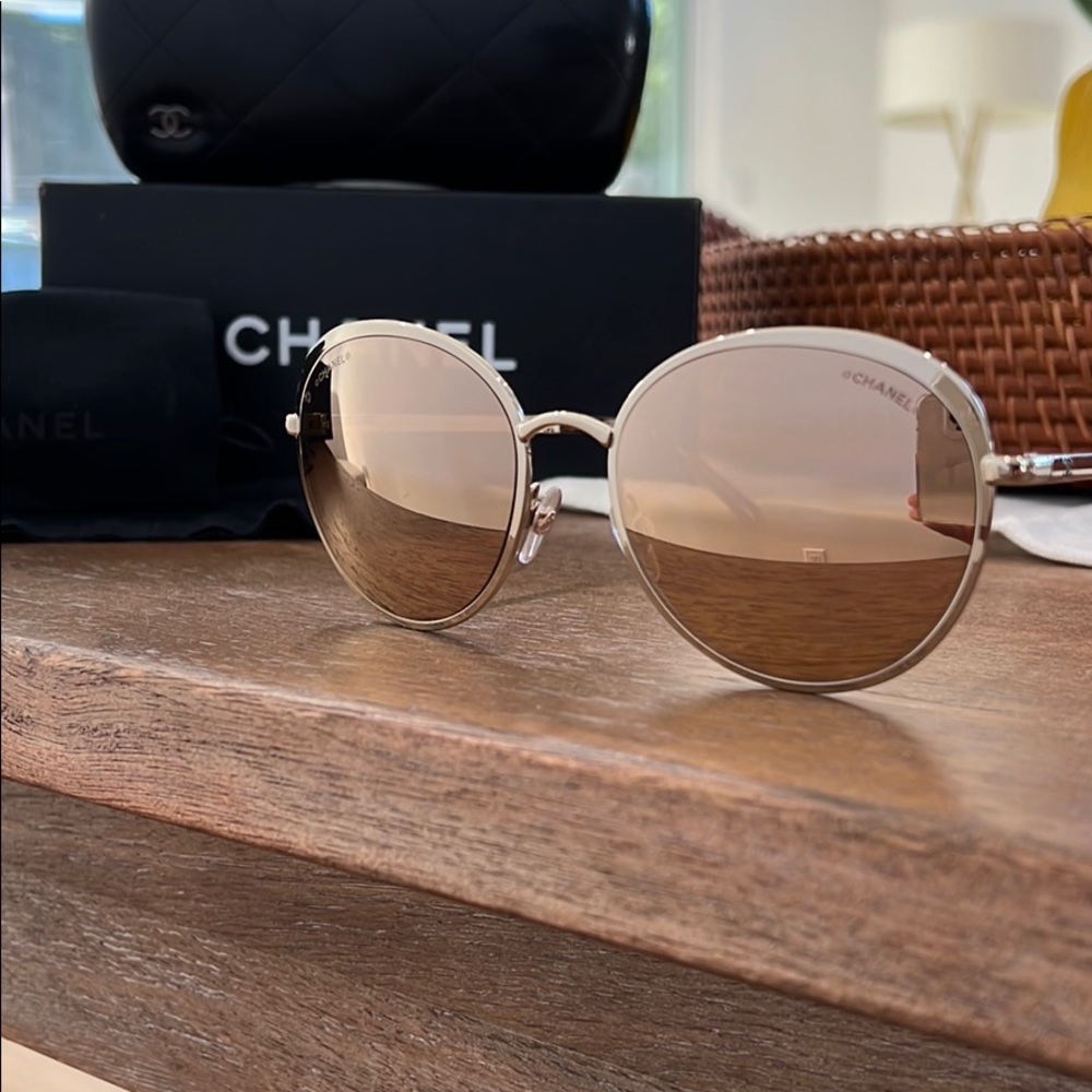 Chanel Sunglasses - Round Gold Mirrored Polarized